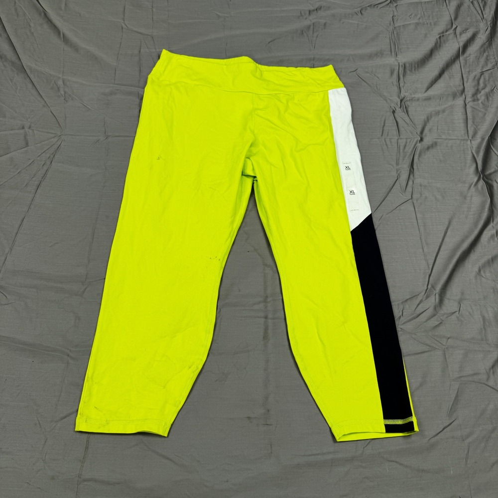 Tommy Hilfiger Sport Lime Green Colorblock Leggings XL 76B1835 867
